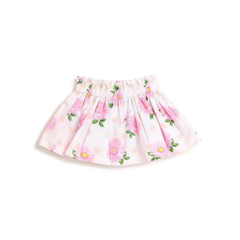 Girls White Floral Printed Poplin Skirt image number 1